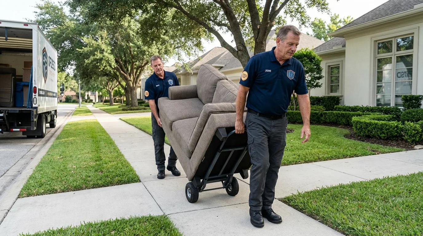 Local residential moving crew loading furniture in Saint Clair, PA